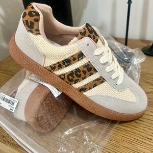 Leopard Print Sneakers with Beige and Brown Accents. Brand new!!!